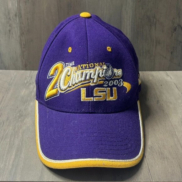 LSU 2-Time National Champions 2003 Purple & Yellow Cap - Picture 7 of 7
